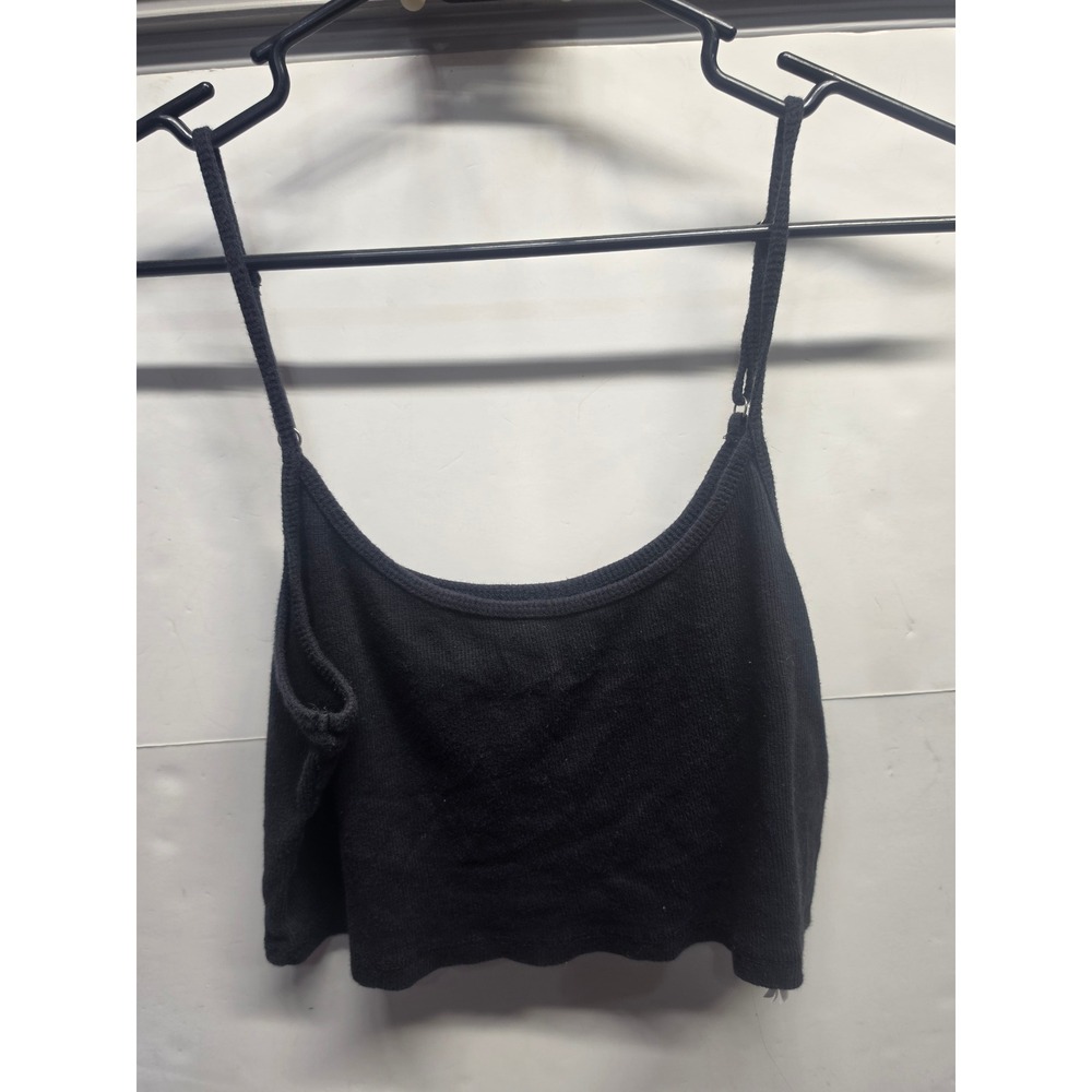 Hollister Must-Have Collection Black Ribbed Baby Cami Cropped Tank Top Large